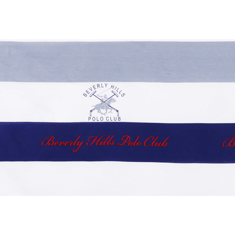 Ensemble de housse de couette 100% coton blanc / bleu / gris, Housse de couette double + 2 taies d'oreiller 24 p