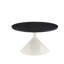 Ensemble de 2 tables basses rondes, plateau de table à motif noir avec base en acier, table basse multifonctionnelle à la mode-105946339