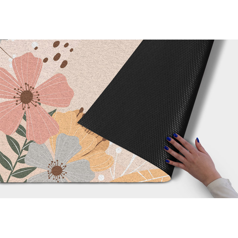 Non-Slip Floral Outdoor Doormat