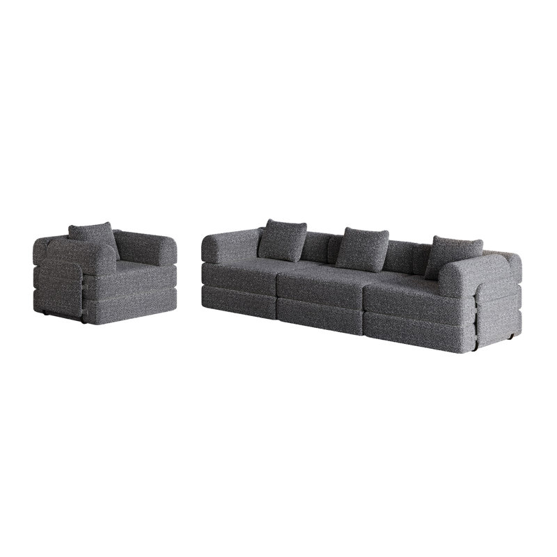 4-Seater Convertible Sofa Bed, Gray