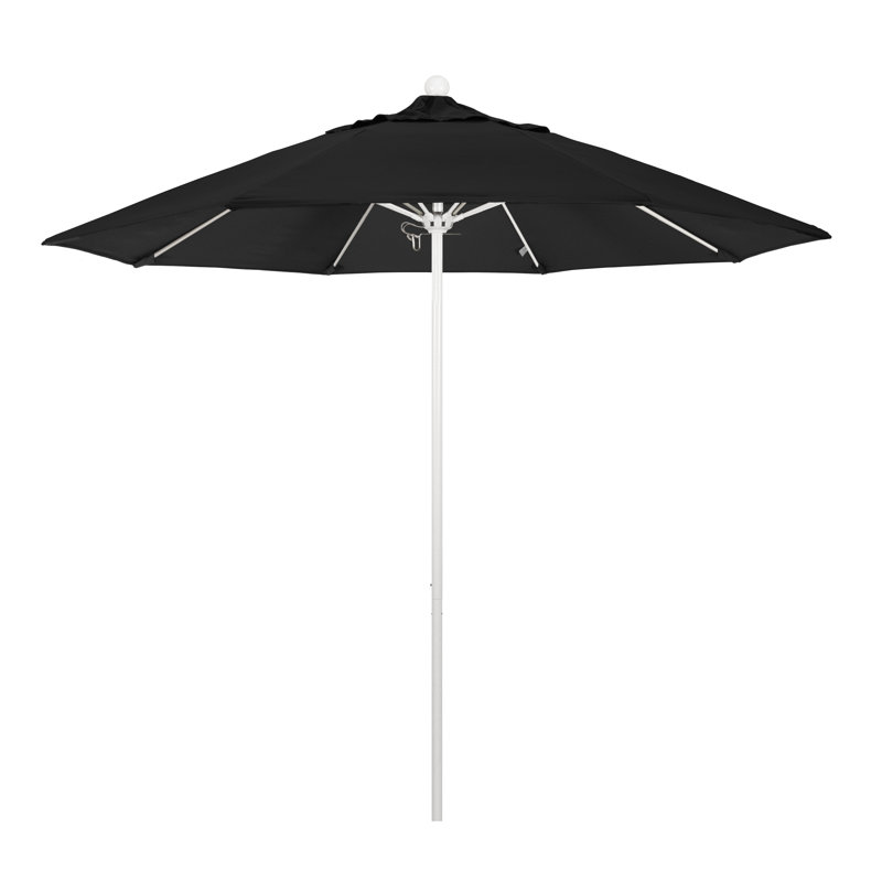Parasol de marché 9 pi Maria, Toile Sunbrella® noir, Blanc