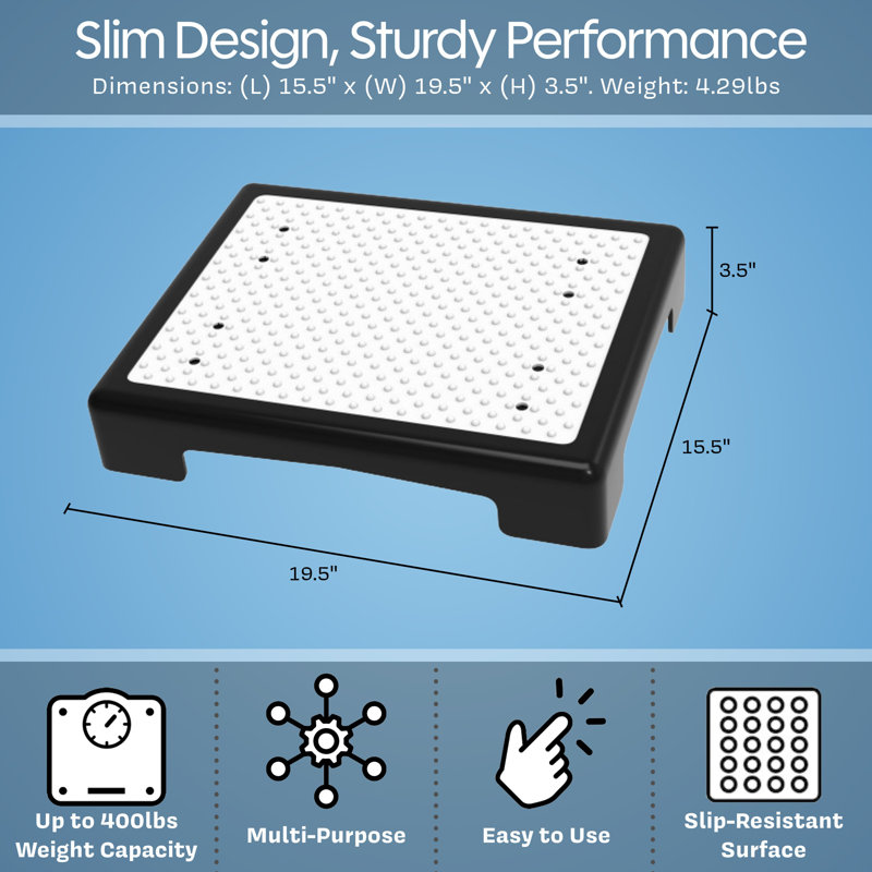 Step Stool - Indoor and Outdoor Platform Stepping Stool with Slip-Resistant Top and 250-Pound Capacity - For Cars, Bed, and More by Bluestone