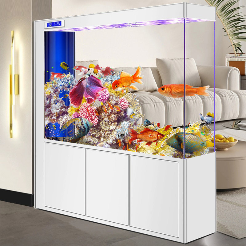 Clear Glass Extra-Large Rectangular Aquariums Tank, 39.63 Gallon (59.06"H x 59.06"W x 15.75"D), White
