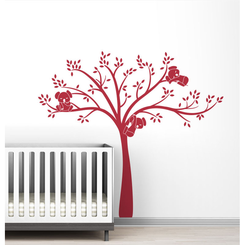 Décalcomanie murale monochrome modern Koala Cuteness, Rouge