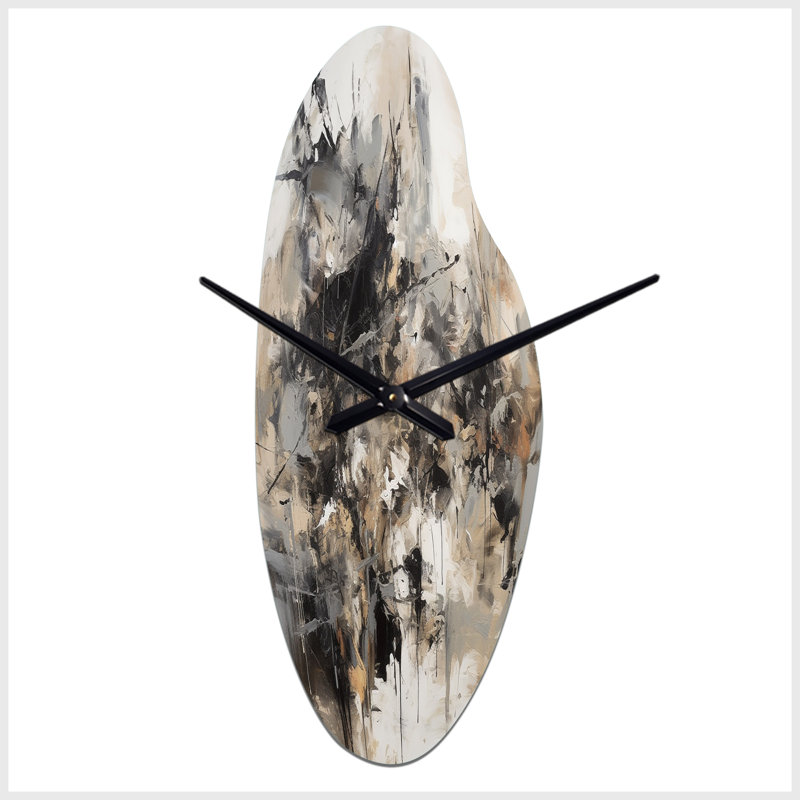 Horloge murale géométrique asymétrique grise et noire Inner Worlds of Marble III, Grand