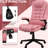 Vibration Heated Reclining Office Chair, Pink Pu Leather, 6 Points Massage, Armrest, Remote - Back Pain Alleviation Massage Computer Chair In With And Adjustable