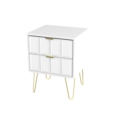 Fully Assembled Cube - Gold Hairpin (F) 2 Drawer Bedside