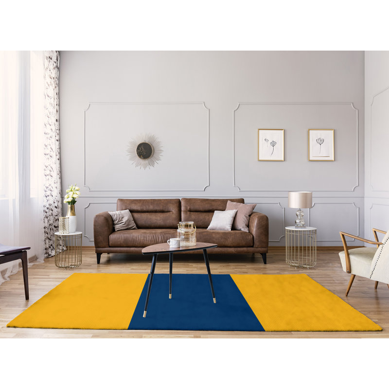 Tapis bleu/jaune, Rectangle 9 pi x 12 pi
