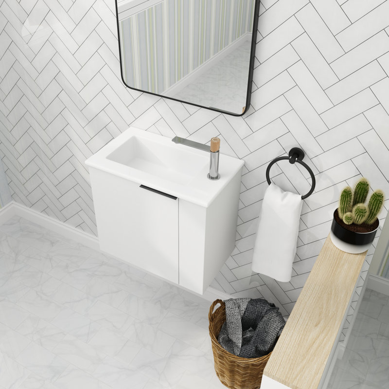 Ensemble de meuble-lavabo simple 22 po avec plateau en céramique Didio, Blanc