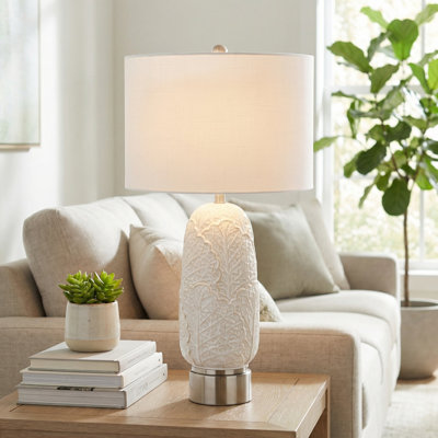 27" Metal Table Lamp With White Shade