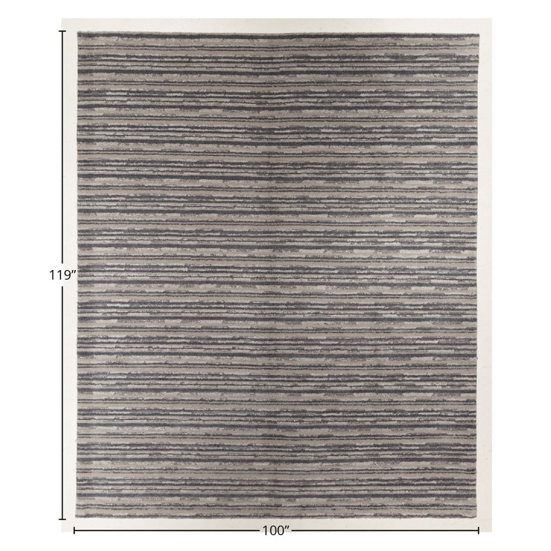 Handmade Cotton and Silk Striped Area Rug