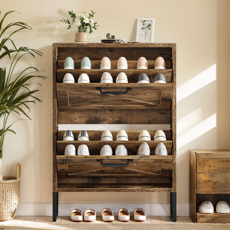 Armoire de rangement pour chaussures 12 paires 2 tiroirs 2 tiroirs