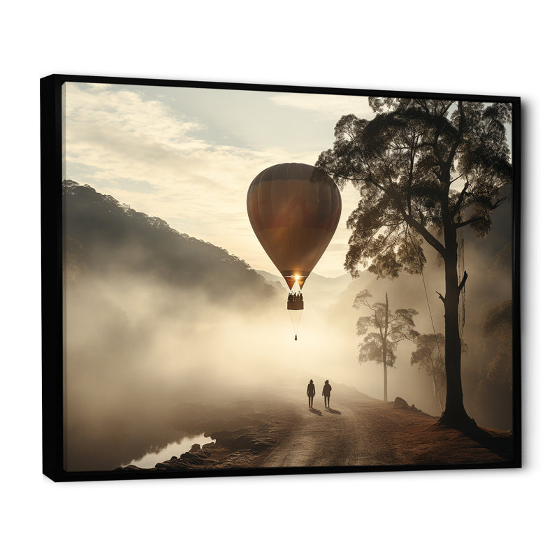 Brume de montgolfière sur toile, Cadre flottant noir, H 24 po x l 32 po x P 1 po