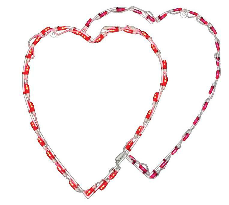 Double Heart LED Display - Red/Pink
