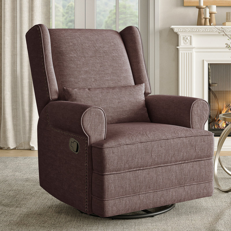 34" Wide Upholstered Manual Swivel Rocking Recliner,Set of 2, Brown