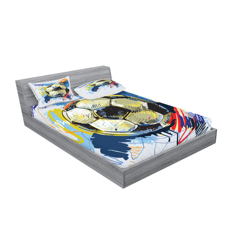Multicolore drap-housse et coussin décoratif Ambesonne, Ensemble de draps pour grand lit + 4 taies d'oreil