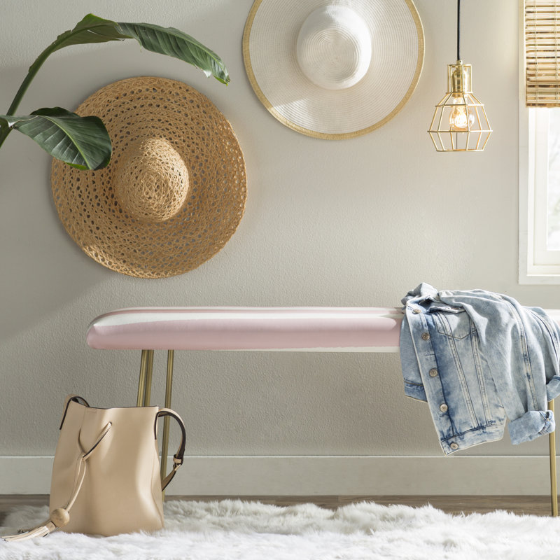Banc recouverts de tissu d'ameublement, Rose / rayé