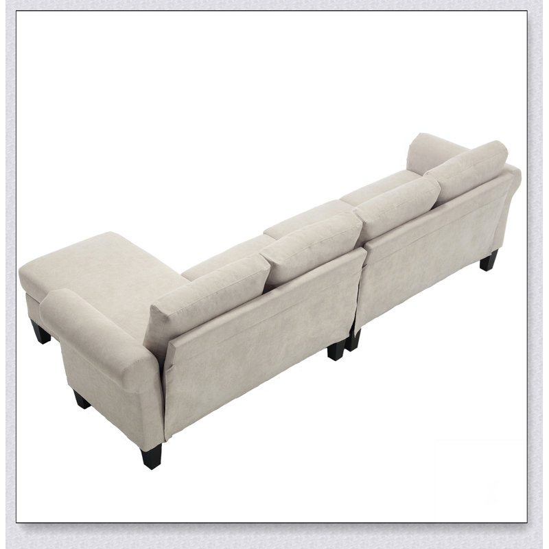 Convertible Sectional Sofa With Storage,L-Shaped Sofa,Four-Seater Sofa, Beige Linen