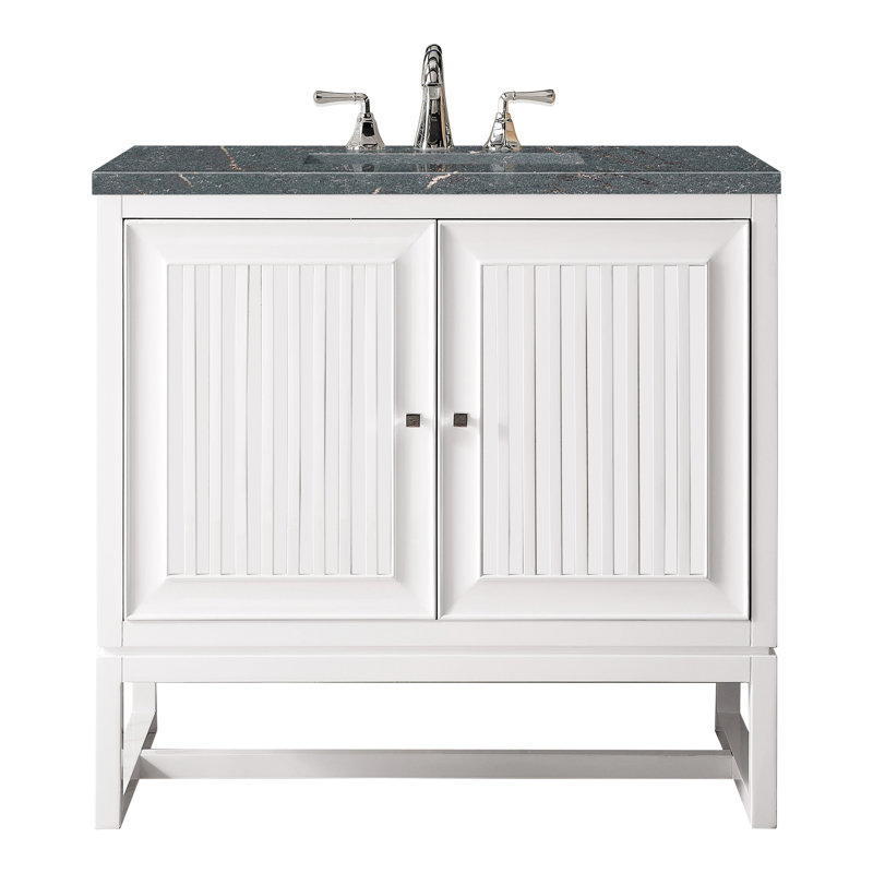 Athens 36'' W Single Vanity, Glossy White, Parisien Bleu, 8" Widespread