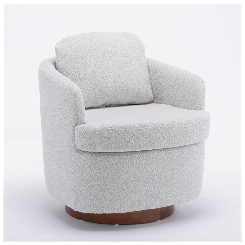Fauteuil demi-tonneau pivotant de 30,3 po de large Jandee, Boucle gris clair