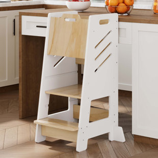 Adjustable Wooden Kids Learning Tower – Montessori Toddler Kitchen Step Stool Helper