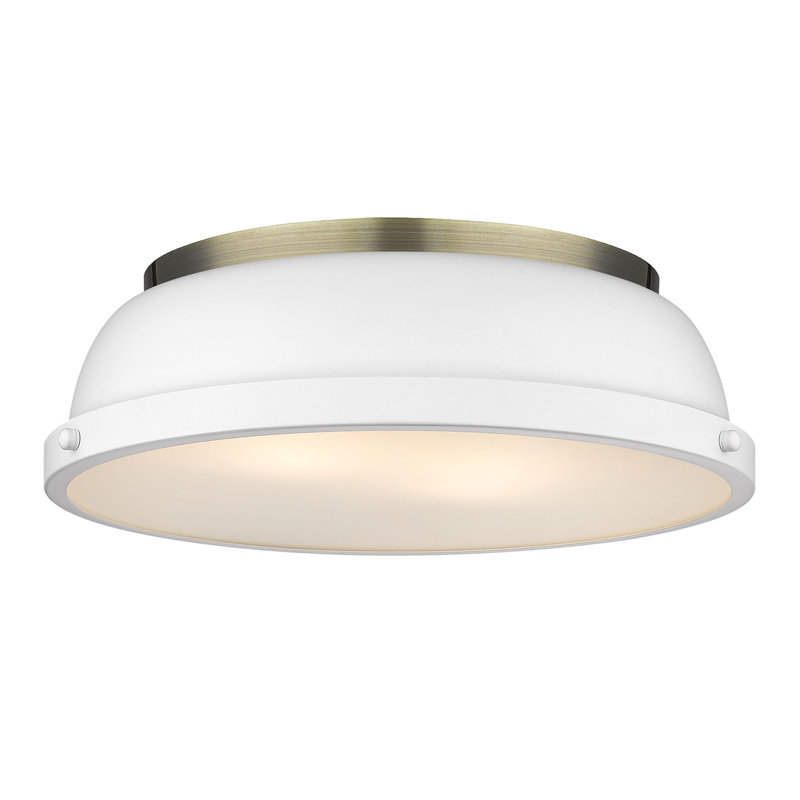 Plafonnier encastré 2 lumières Calico, Blanc mat, Laiton vieilli