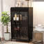 Armoire de rangement en métal de 47,6 po de hauteur avec portes en verre et couvercle rabattable