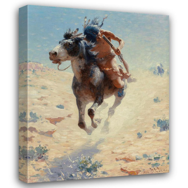 "Indian Rider" par William Robinson Leigh - Art mural sur toile tendue avec châssis, H 18 po x l 14 po