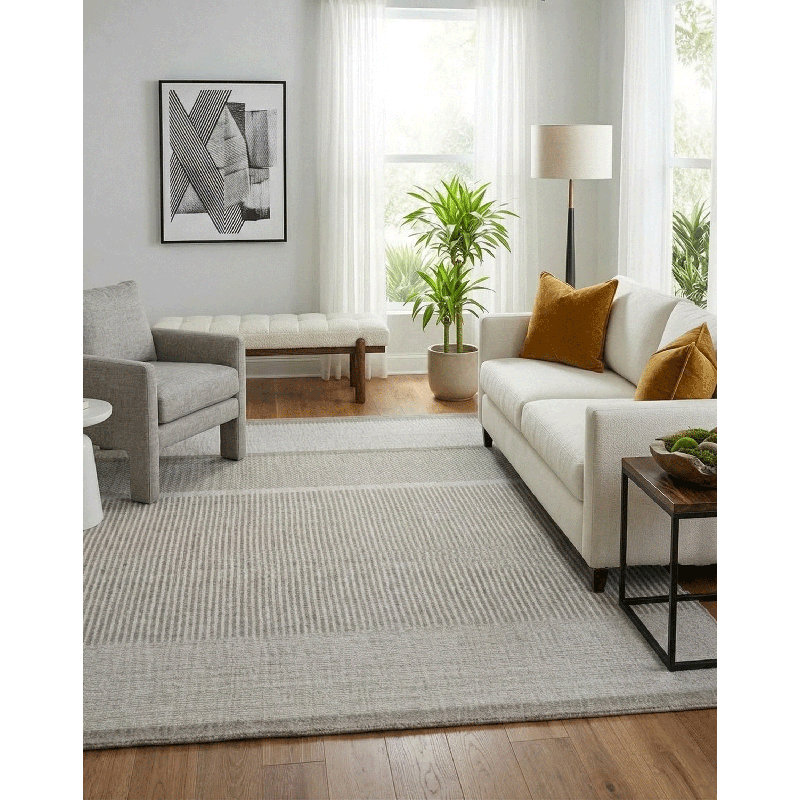 Tapis rectangulaire Meraki 01 en ivoire / taupe, Rectangle de 10 pi x 14 pi