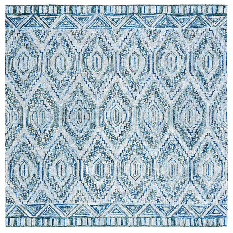 Deyoung Hand Tufted Wool Geometric Rug, Square 7'