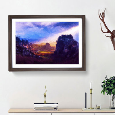 Sunset over the Mountains in Greece - Picture Frame Painting Print