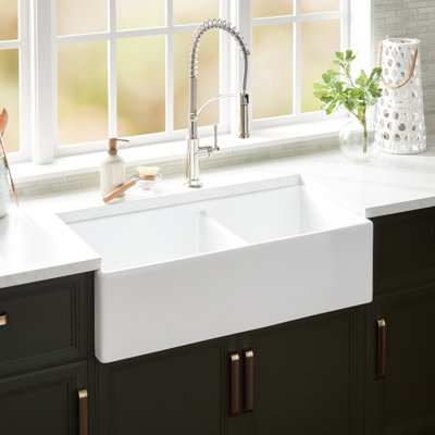 36" Rowena Double Bowl Fireclay Farmhouse Sink
