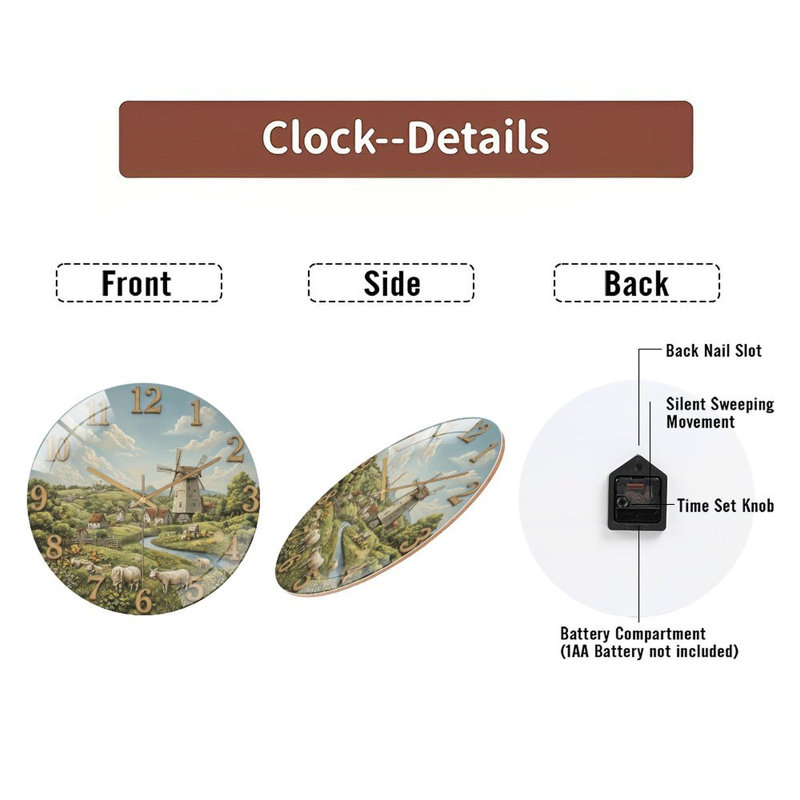 Horloge murale en verre 12 po