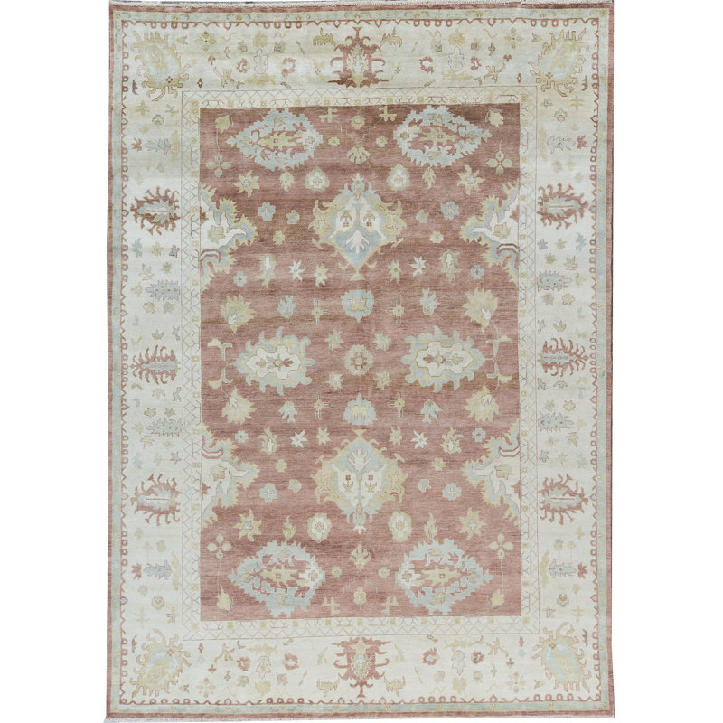 Tapis rouille et beige noué à la main de haute qualité