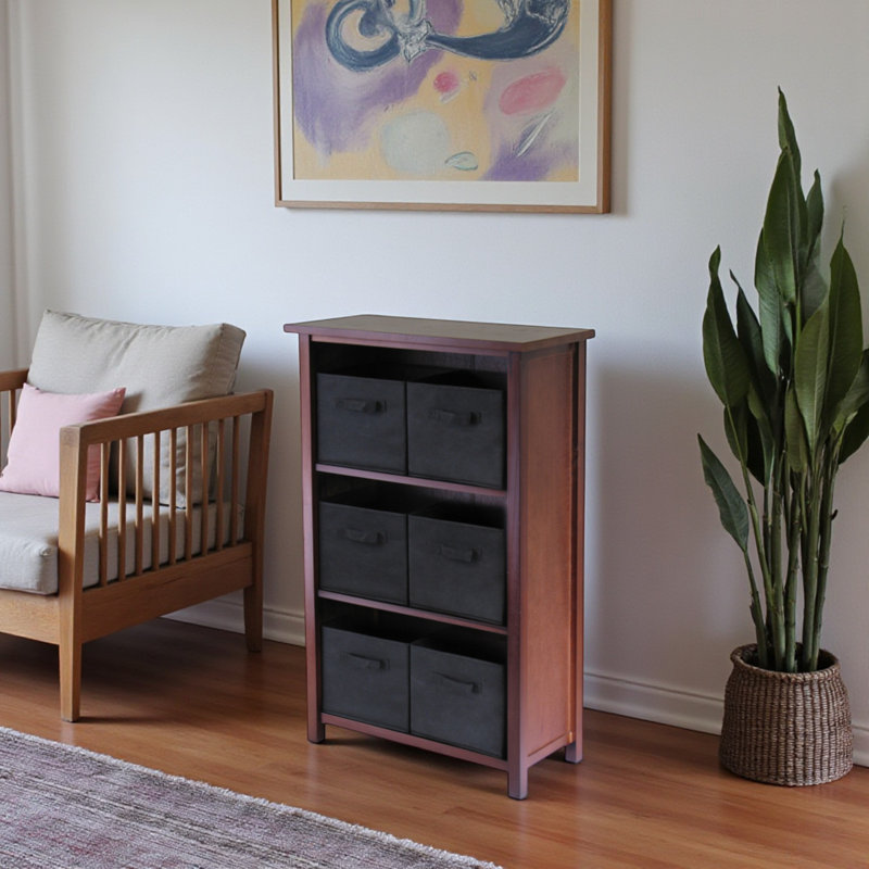 Tablettes en bois massif et manufacturé Verona, H 42,99 po x l 28,03 po x P 12,99 po, Noyer / beige