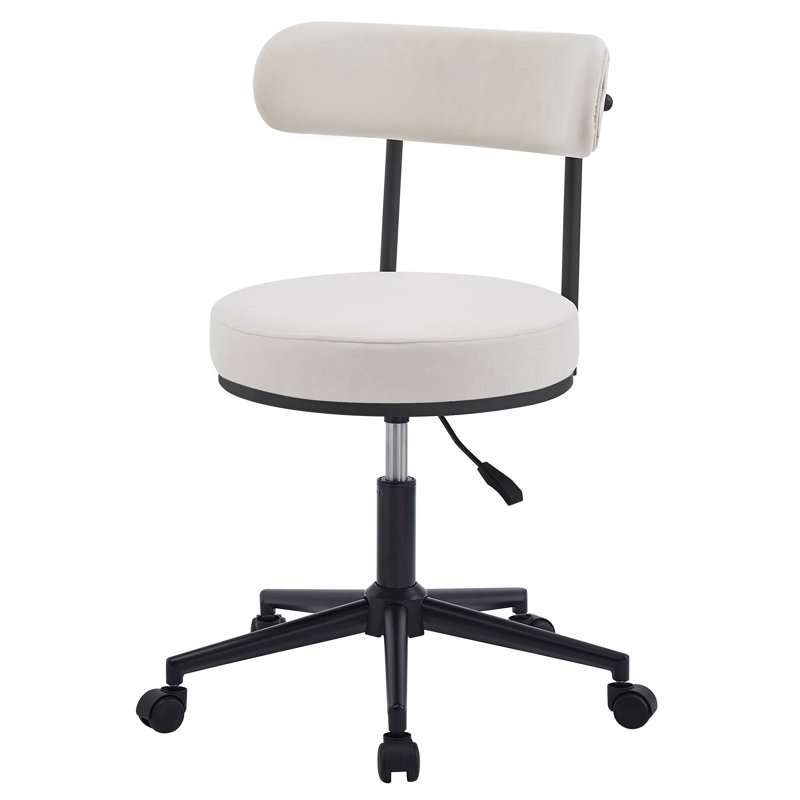 Chaise de bureau réglable Horta, Velours, Beige