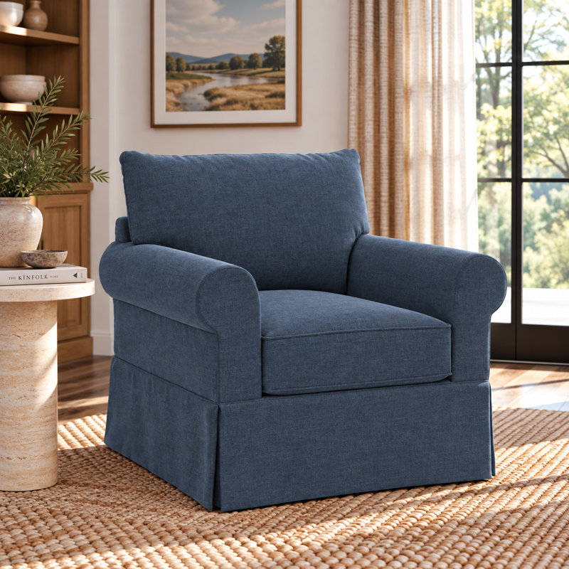 Fauteuil Amari, Natté bleu marine Drusky Sustain®