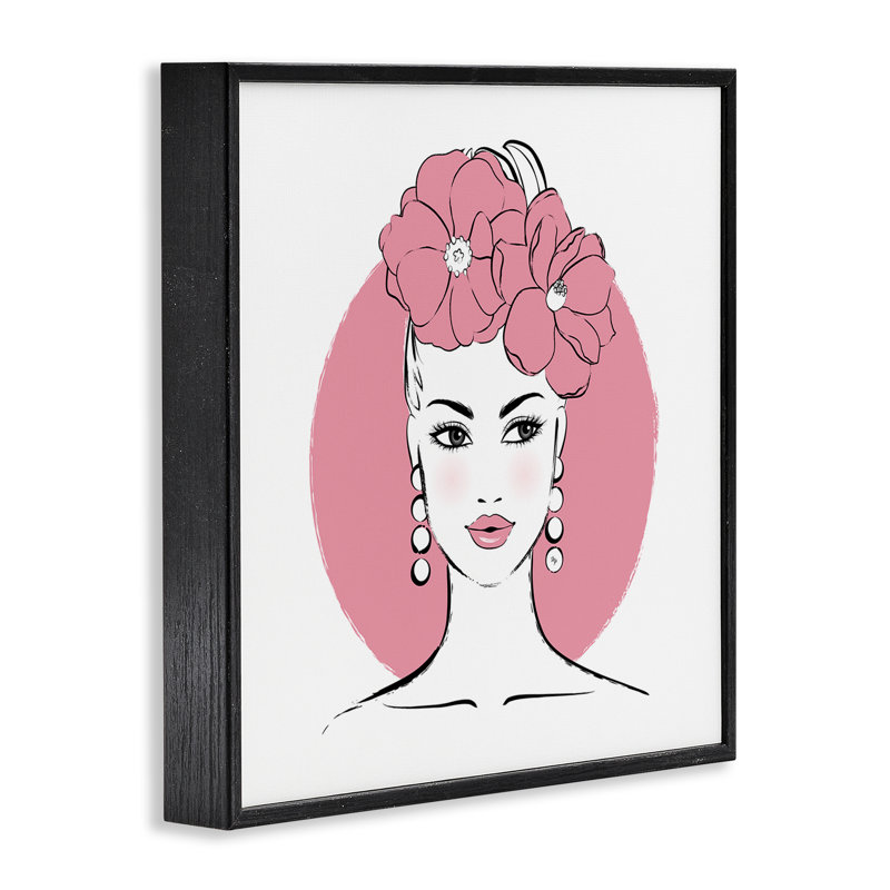 «Pink Lady Portrait», estampe numérique par Martina Pavlova, Giclée encadrée noir minuit, H 12 po x l 12 po