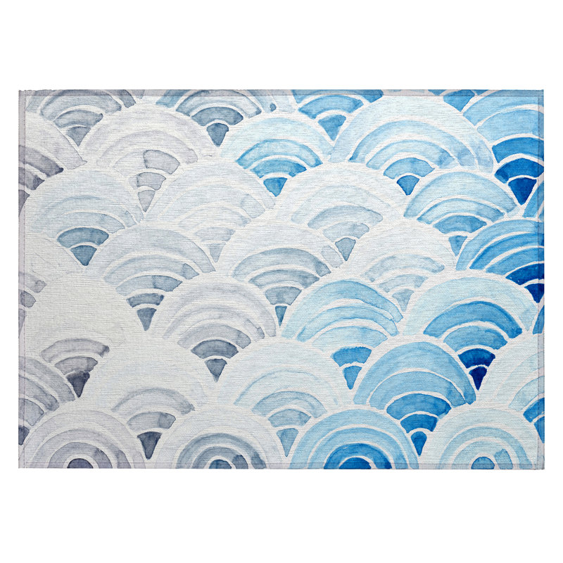 Alura Washable Geometric Indoor / Outdoor Rug, Rectangle 1'8" x 2'6"