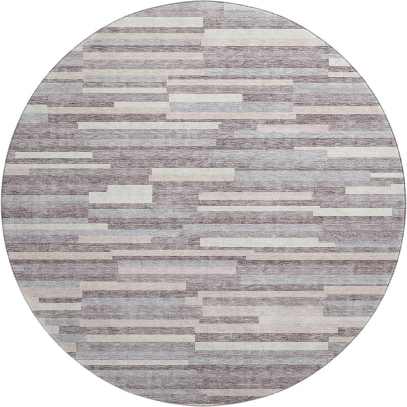 Premium Machine Washable Prisco Lavender Rug, Round 8'