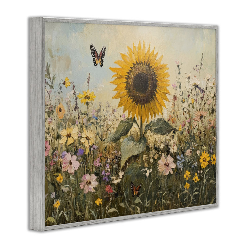 Giclée encadrée Sunflower Wonder Summer Meadow, design par Petal Prints Design, H 11 po x l 14 po