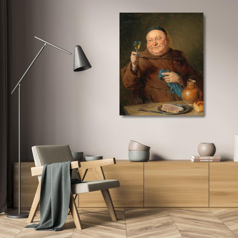 «The Monk's Meal» par Eduard Von Grützner, reproduction d'art sur toile tendue, H 24 po x l 17 po
