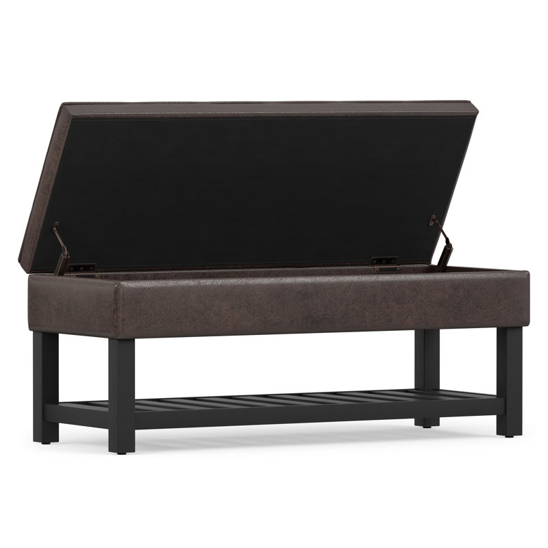 Banc de rangement avec repose-pieds capitonné et tablette ouverte Cosmopolitan, Brun délavé