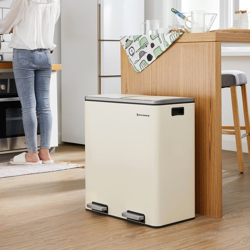 Steel Step On Multi-Compartment Rubbish & Recycling Bin - 60L, Grey