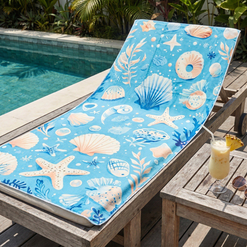 Both Purpose Foldable Beach Towel Printed Bath Towel Converts Into A Portable Bag, Blue