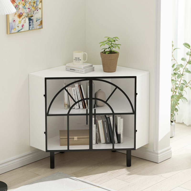 Armoire d'angle à deux portes Hayatul, Blanc