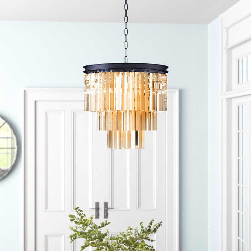 Yazmin 6 - Light Crystal Pendant, Golden Teak (Smoky), Mocha Brown