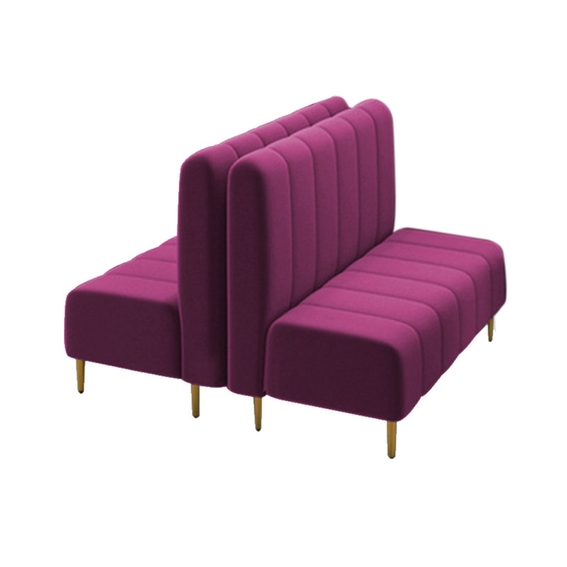 Velvet Upholstered Reception Ottoman Set with Back, Rose Red