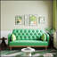 Canapé-lit rembourré avec motif tulipe et 2 coussins décoratifs, pour un siège élégant et confortable dans n'importe quelle pièce