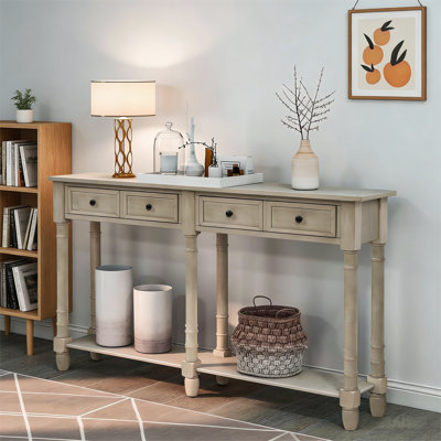 Console Table Sofa Table with Two Storage Drawers and Bottom Shelf